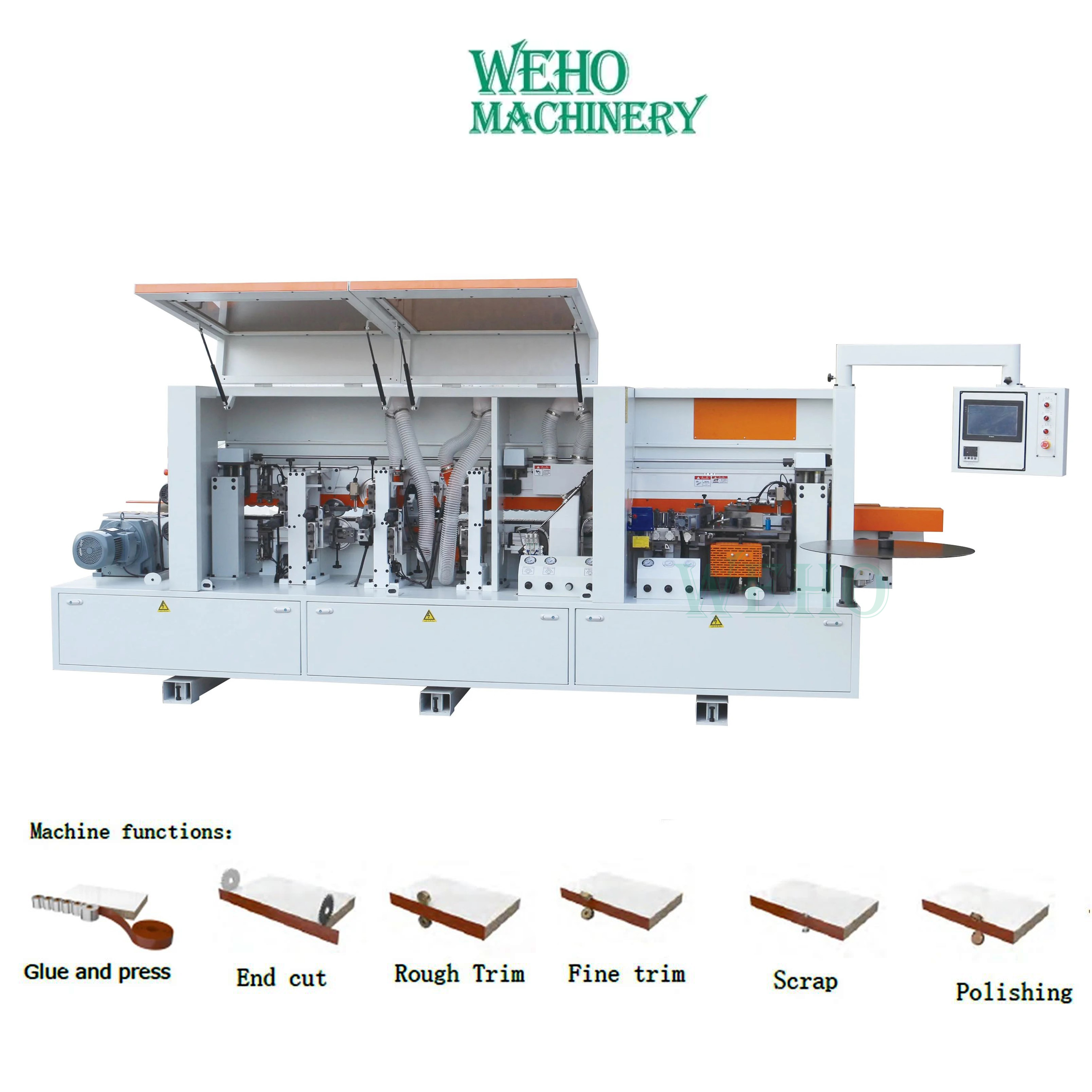 Semi automatic industrial pvc wood edge banding kitchen cabinet making machines