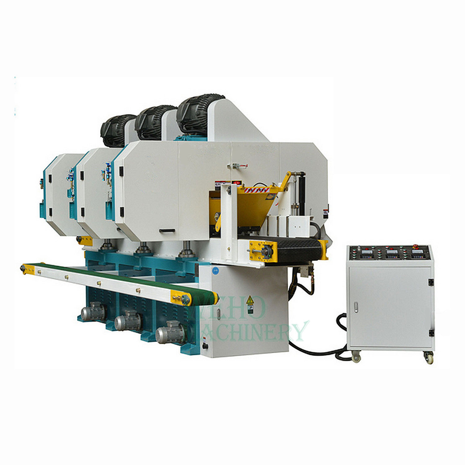 Three heads wood horizontal band saw machine manufacturers for wood cutting